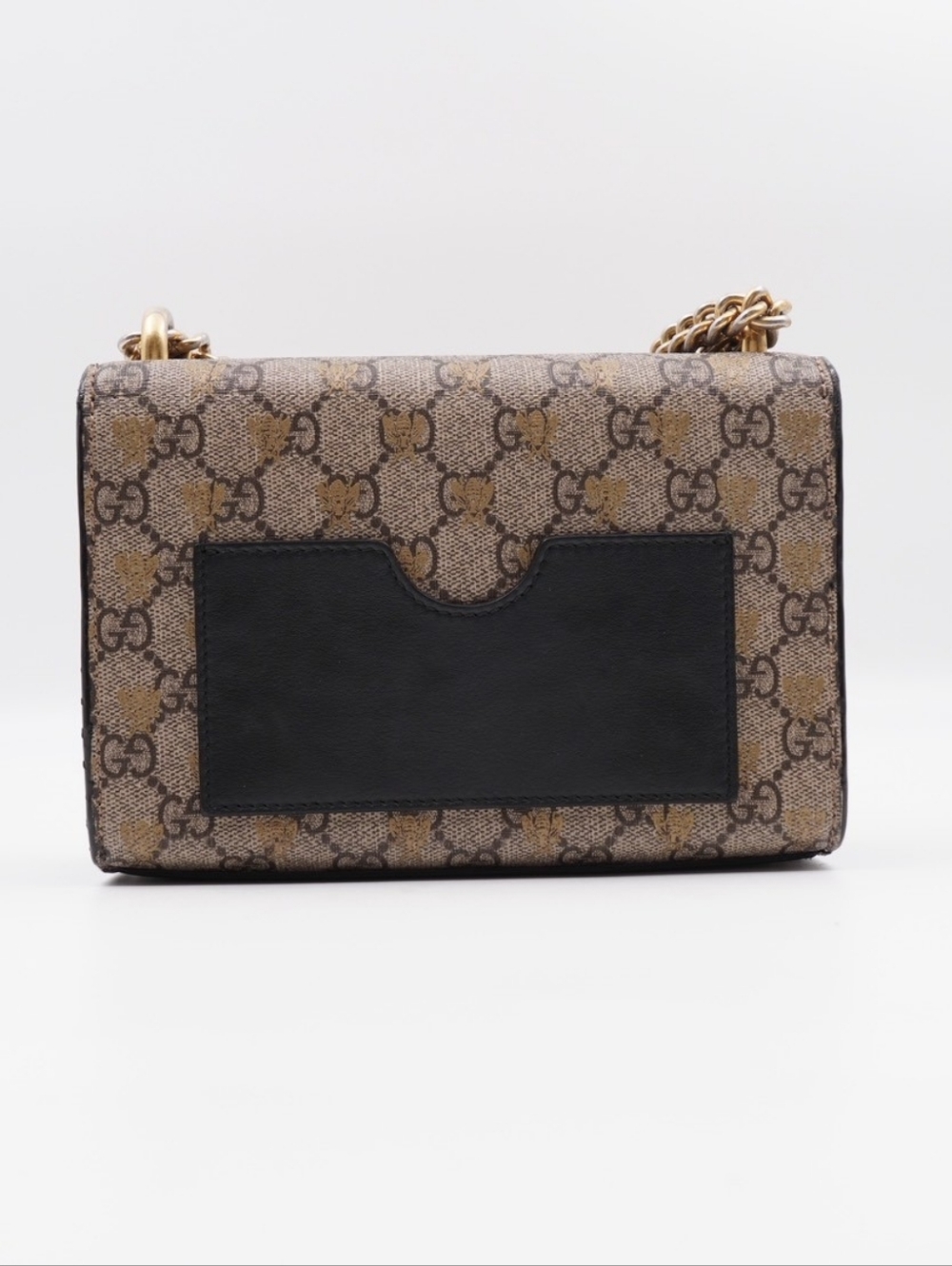 CG70 💗 GUCCI Bee Padlock Shoulder Bag GG Coated Canvas and Leather - Picture 2 of 12